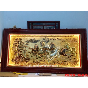 Tranh mã đáo thành công, tranh bát mã toàn đồ dát vàng dát bạc
