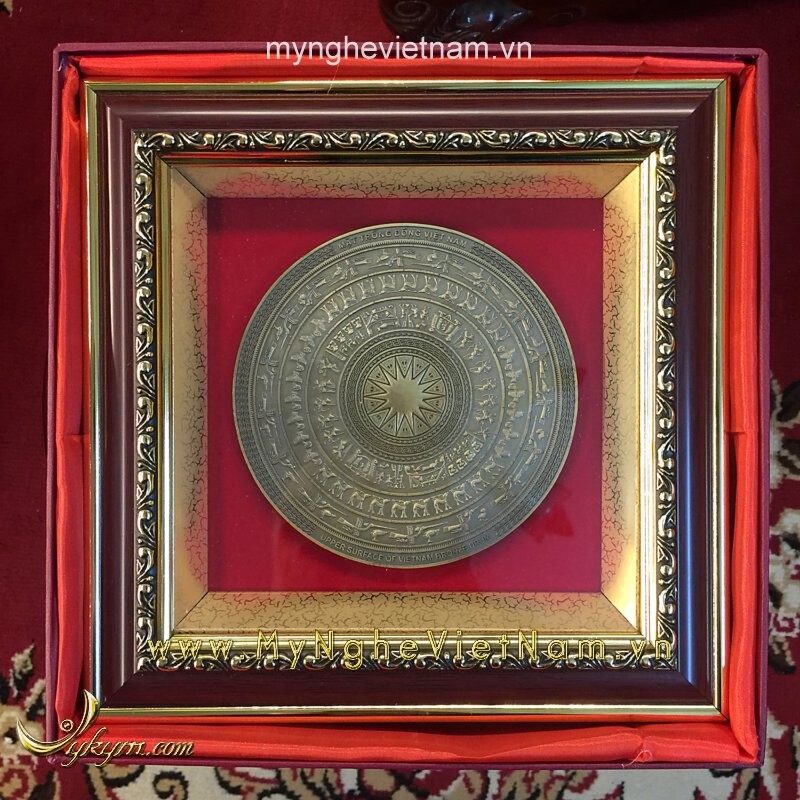 Tranh mặt trống đồng 25x25cm