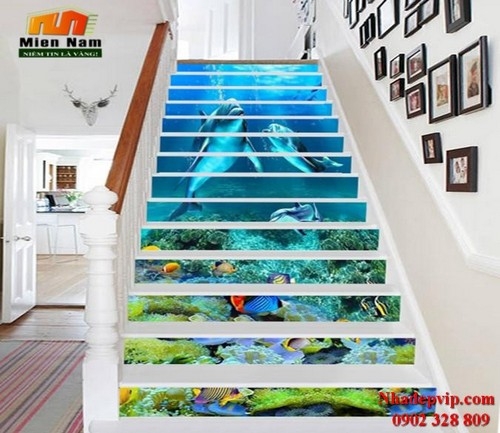 tranh ốp bậc cầu thang