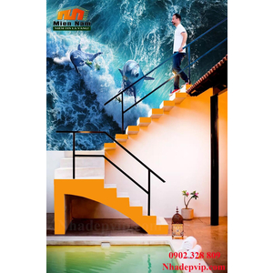 Tranh ốp tường 3D cầu thang CT196