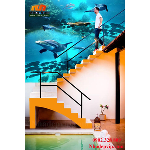 Tranh ốp tường 3D cầu thang CT198