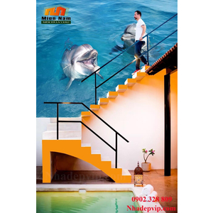 Tranh ốp tường 3D cầu thang CT199