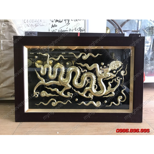 Tranh quà tặng tích cổ Rồng Thăng Long Hà Nội 40x55cm