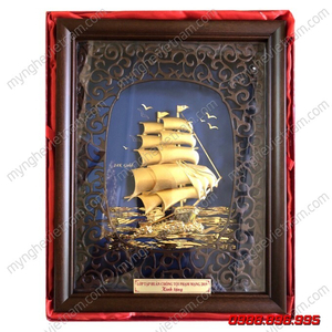 Tranh thuyền buồm quà tặng dát vàng 3D cao cấp