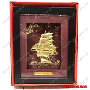 Tranh thuyền buồm quà tặng dát vàng 3D cao cấp