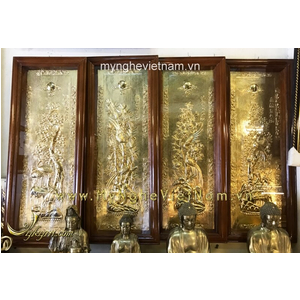Tranh tứ quý bằng đồng nguyên bản 40x100cm