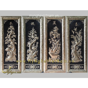 Tranh tứ quý khung đồng cao cấp 40x100cm
