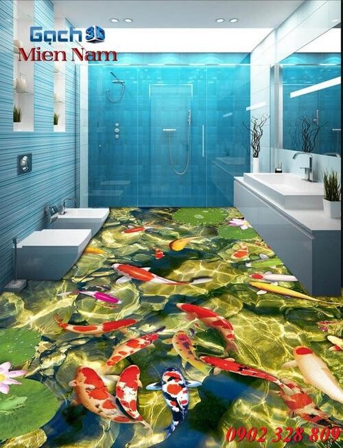 Tranh gạch 3D hồ cá