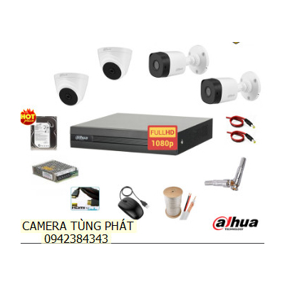 TRỌN BỘ 4 CAMERA DAHUA HD 1.0MP