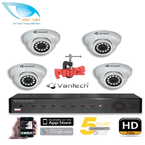 Trọn bộ 4 Camera hồng ngoại HD Vantech