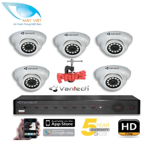 Trọn bộ 5 Camera hồng ngoại HD Vantech