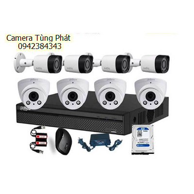 TRỌN BỘ 8 CAMERA DAHUA 2.0 MP