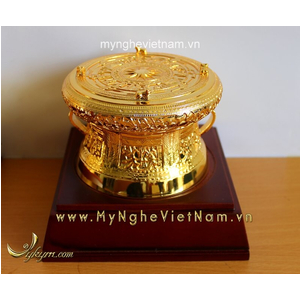 Trống đồng dát vàng đk 12cm quà tặng cao cấp ý nghĩa