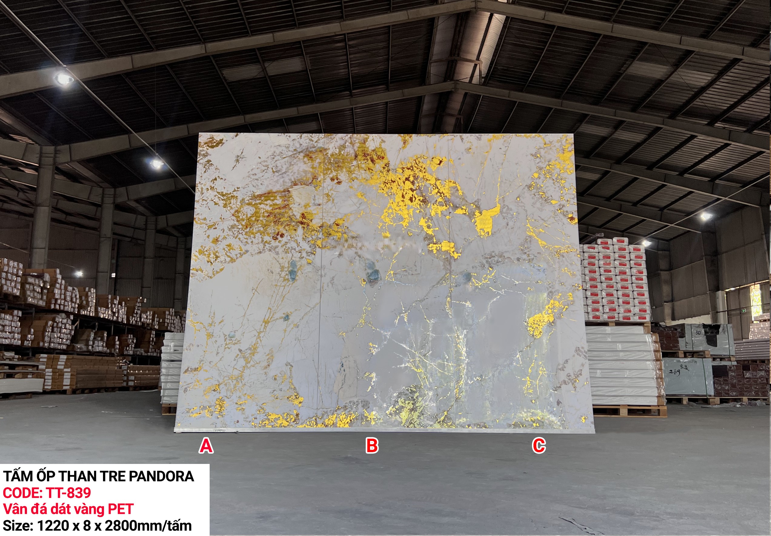 Tấm ốp sợi than tre  Parado dát vàng- VÂN ĐÁ PET TT839