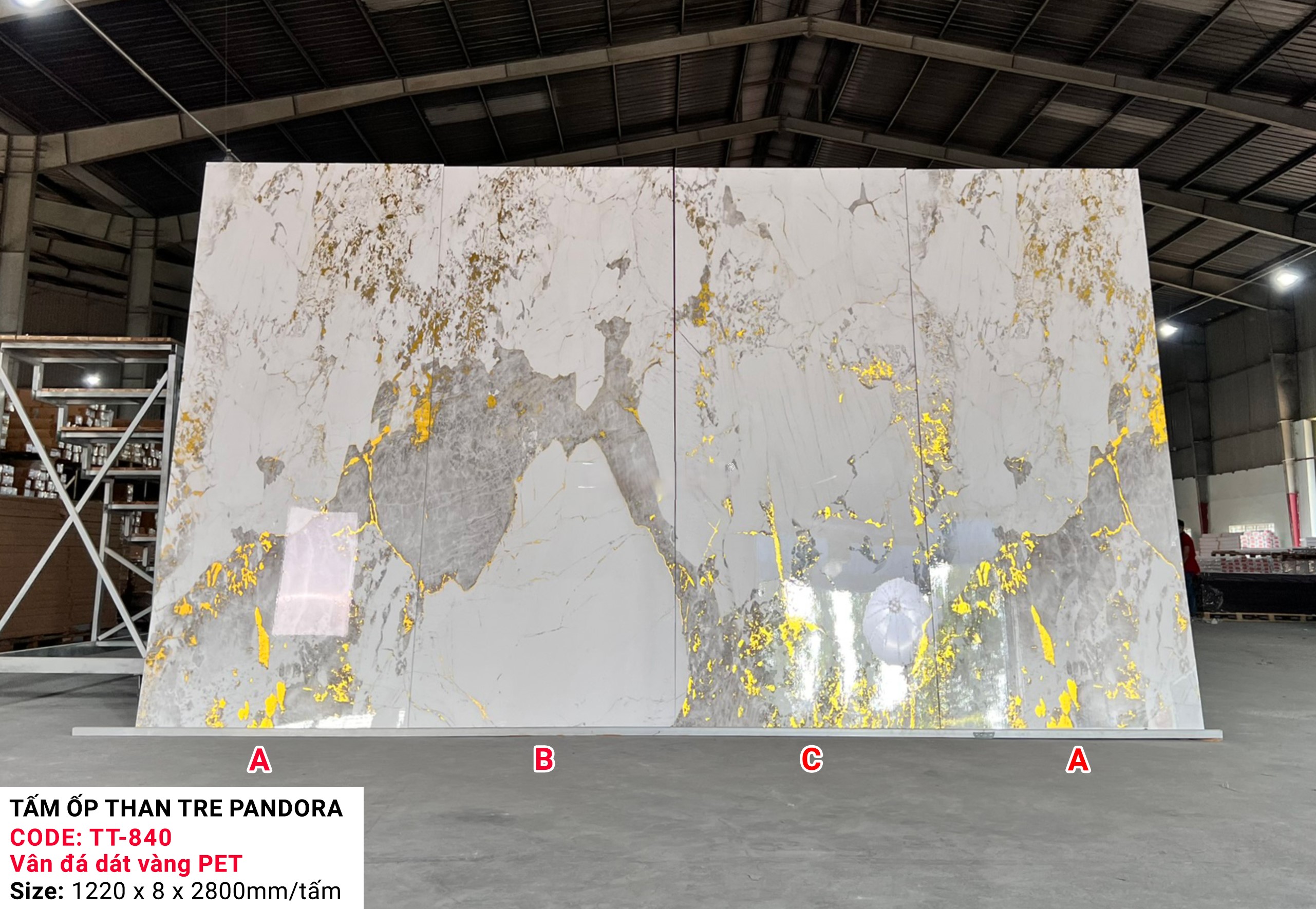 Tấm ốp sợi than tre  Parado dát vàng- VÂN ĐÁ PET TT840