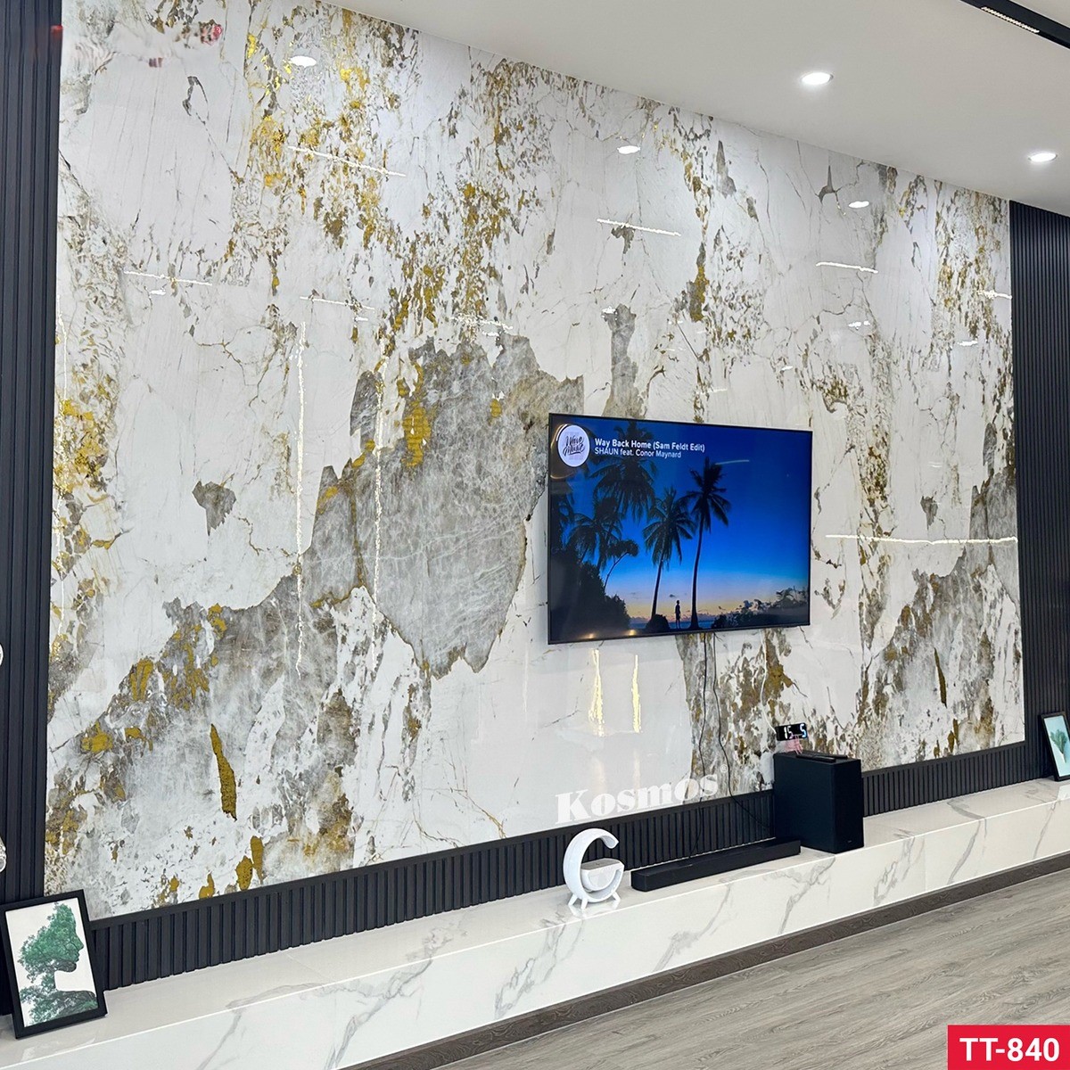 Tấm ốp sợi than tre  Parado dát vàng- VÂN ĐÁ PET TT840