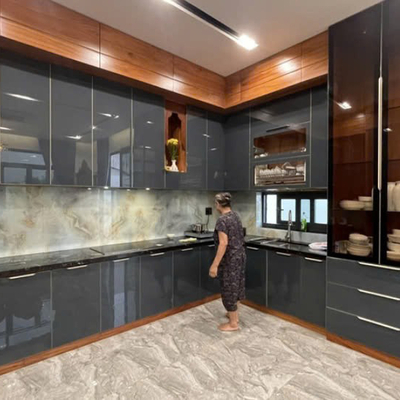 Tủ Bếp Cánh Kính Nhôm Hộp Kim Nguyên Tấm