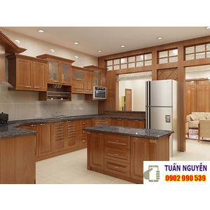 TỦ BẾP GỖ XOAN ĐÀO MẶT ĐÁ