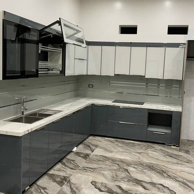 Tủ Bếp Khung Nhôm Cánh Kính