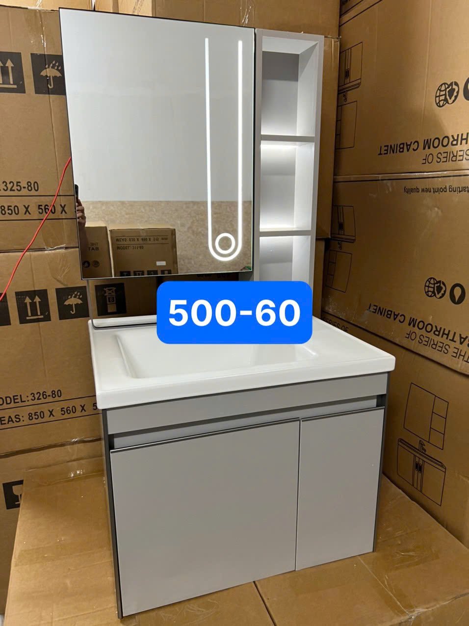 Tủ chậu Lavabo hợp kim nhôm + cacbon 500-60