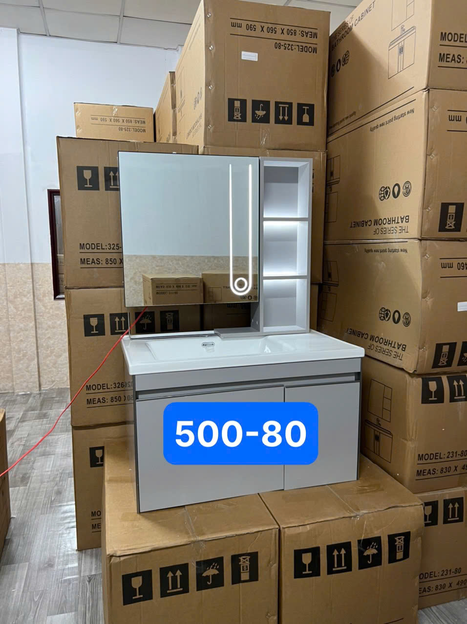Tủ chậu Lavabo hợp kim nhôm + cacbon 500-80