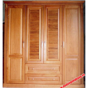 TỦ QUẦN ÁO GỖ CĂM XE KIỂU PANO LÁ SÁCH