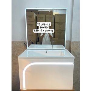 Tủ Lavabo Nhựa PVC Brizer 42, 80x50 ( led tủ + gương )