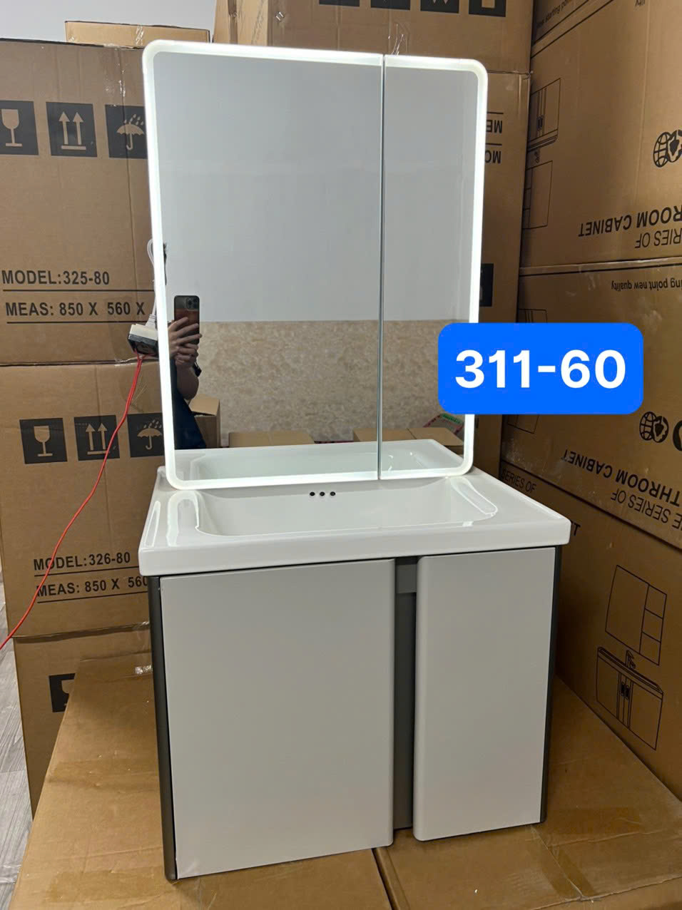 Tủ chậu Lavabo hợp kim nhôm + cacbon 311-60