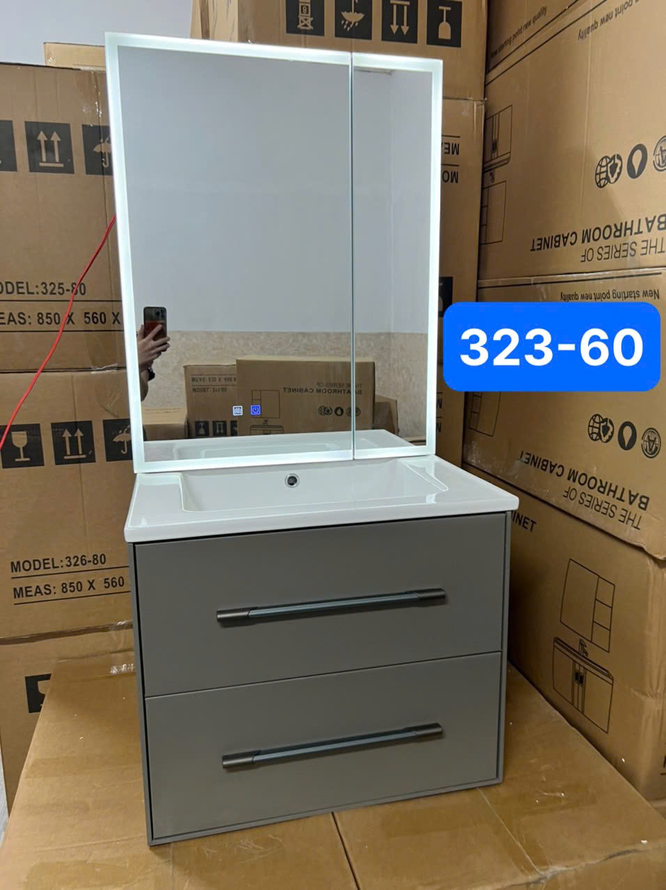 Tủ chậu Lavabo hợp kim nhôm + cacbon 323-60
