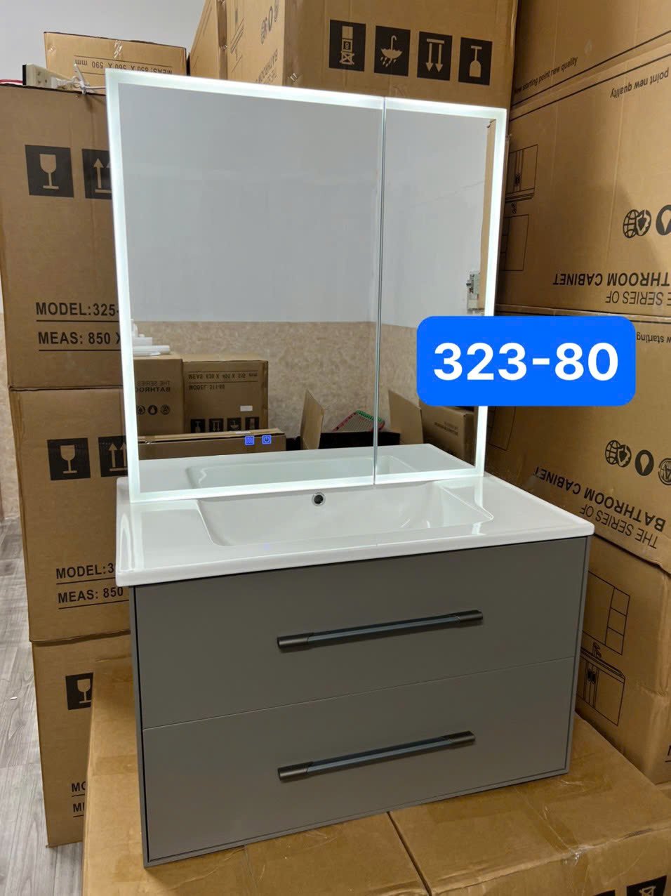 Tủ chậu Lavabo hợp kim nhôm + cacbon 323-80