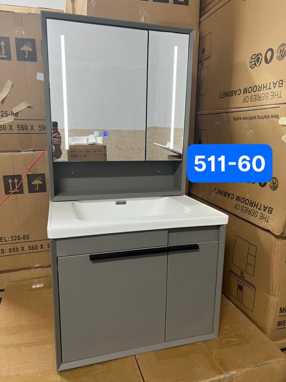 Tủ chậu Lavabo hợp kim nhôm + cacbon 511-60