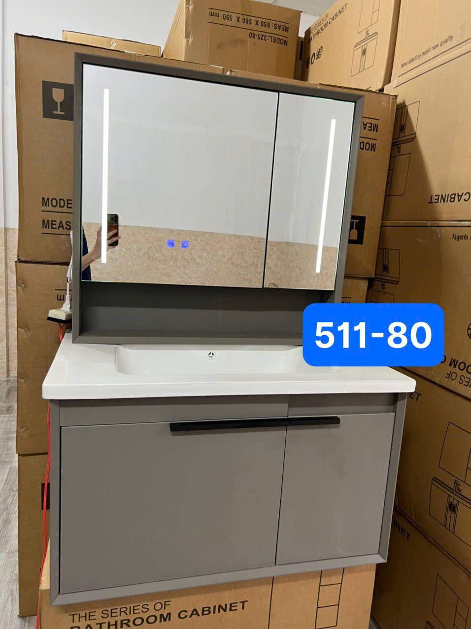 Tủ chậu Lavabo hợp kim nhôm + cacbon 511-80