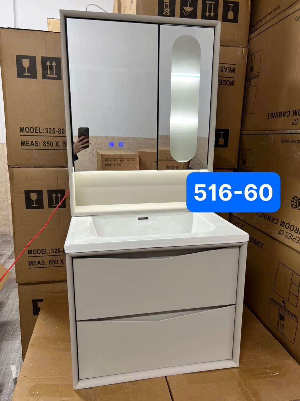 Tủ chậu Lavabo hợp kim nhôm + cacbon 516-60