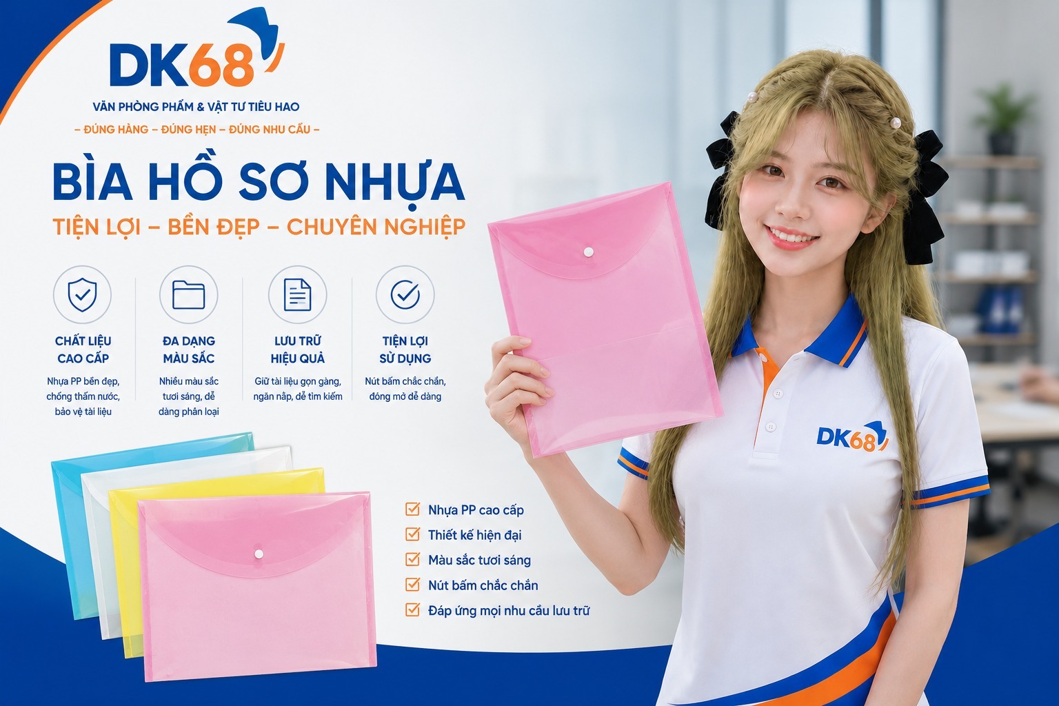 Túi cúc A4/F4 Thiên Long nhiều màu