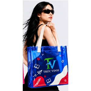 Túi nhựa PVC in hoa văn quai vải bố