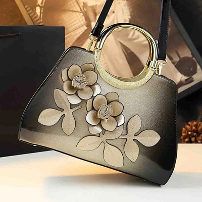 TÚI NỮ DA BÓNG DECO HOA NỔI MUSHIHAN 2323 CHÍNH HÃNG