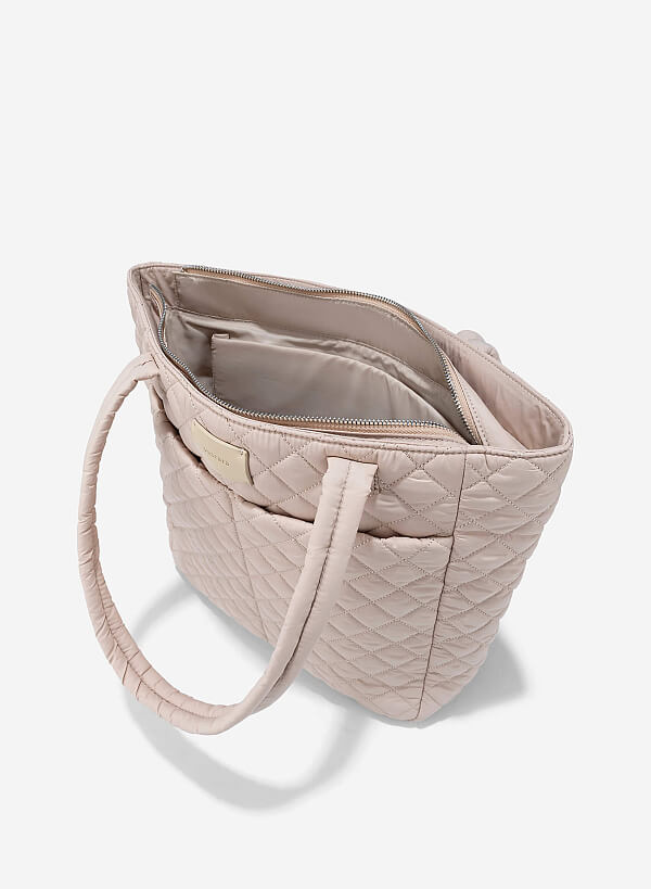 Túi tote vải dù ép khối chần bông