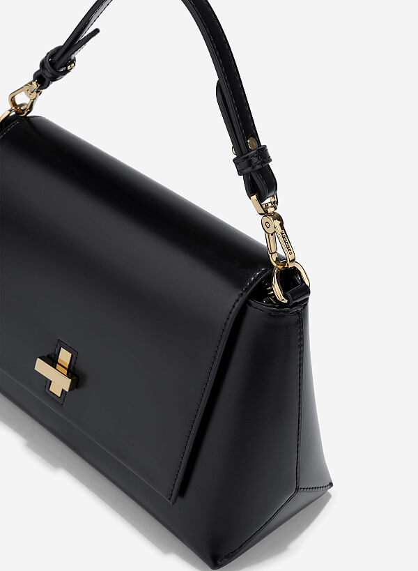 Túi xách tay nắp gập phối khóa xoay