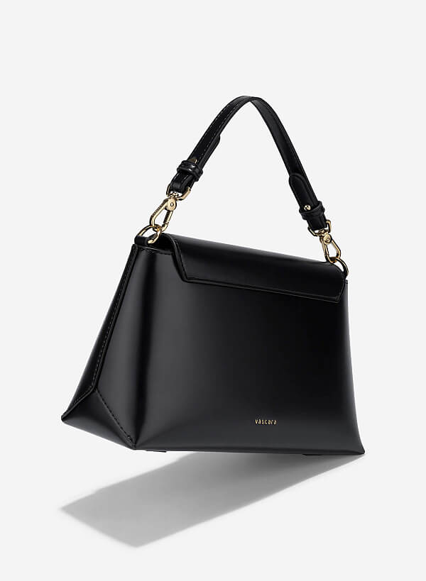 Túi xách tay nắp gập phối khóa xoay