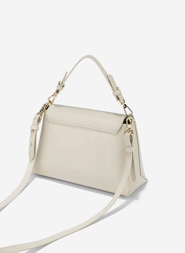 Túi xách tay nắp gập phối khóa xoay