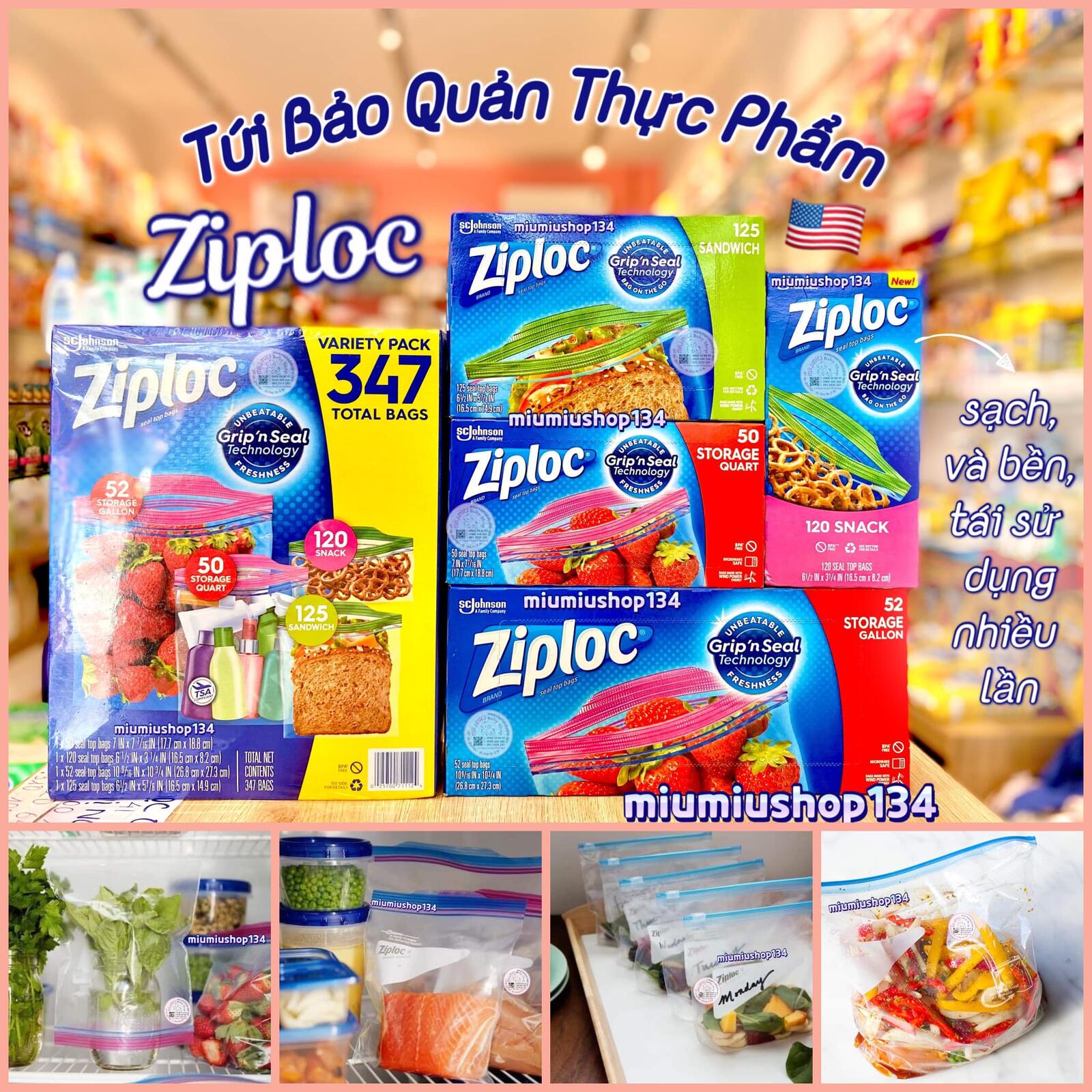 T i Zip ng Th c Ph m 4 Size Ziploc Variety Pack 347 C i T i Zip ng Th c Ph m 4 Size Ziploc Variety Pack 347 C i
