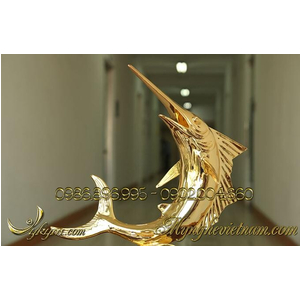 Tượng cá kiếm bằng đồng mạ vàng 24k