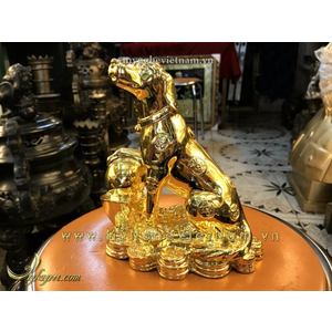 Tượng chó đồng mạ vàng nano cao cấp 20cm