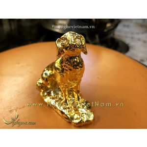 Tượng chó đúc đồng mạ vàng 7cm