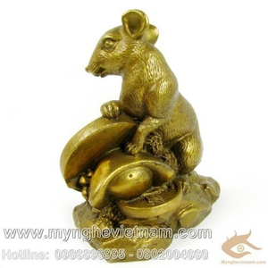 Tượng chuột đồng ôm tiền 15cm