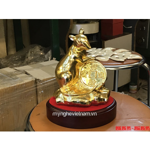 Tượng con chuột bằng đồng mạ vàng cao cấp 15cm