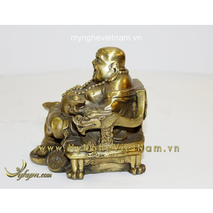 Tượng Phật Di Lặc ngồi ghế rồng cao 13cm bằng đồng