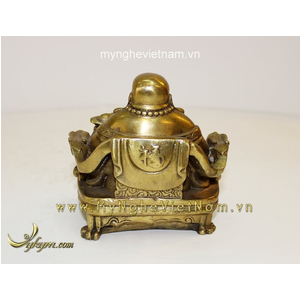 Tượng Phật Di Lặc ngồi ghế rồng cao 13cm bằng đồng