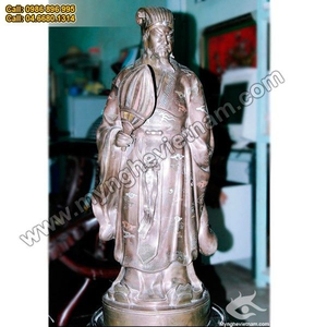Tượng đồng Khổng Minh, khảm bạc tam khí 72cm