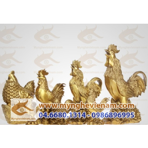 Tượng gà đồng, kim kê phong thủy, chiêu tài lộc chống trăng hoa